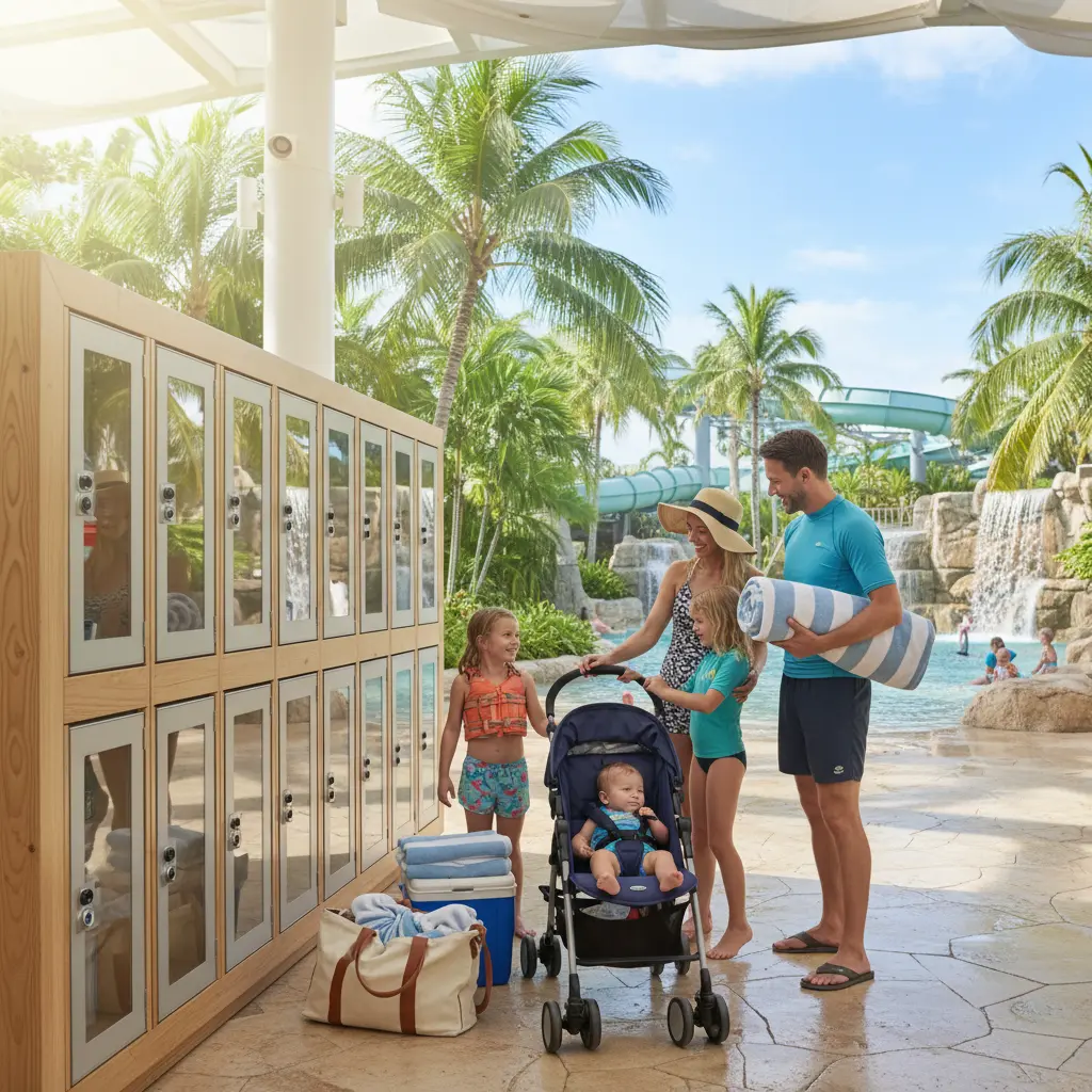 Fasilitas keluarga dan loker di taman air